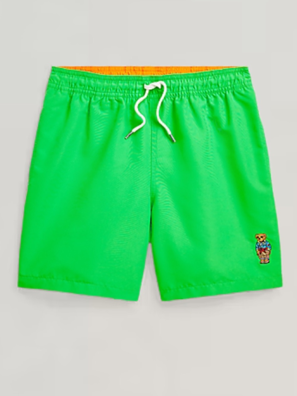 Polo by Ralph Lauren Neon Green Kids Swim Trunks with Embroidered Bear